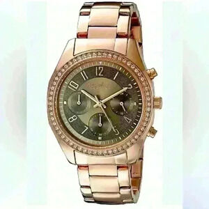 Caravelle Ladie's, Rose Gold Stainless Steel Strap, Brown Dial Watch 44L195